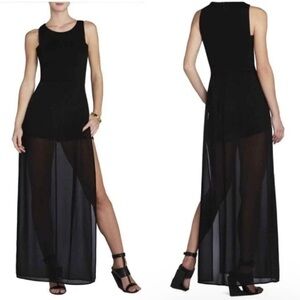 BCBGMaxazria Elegant Black Sheer Overlay romper size 0